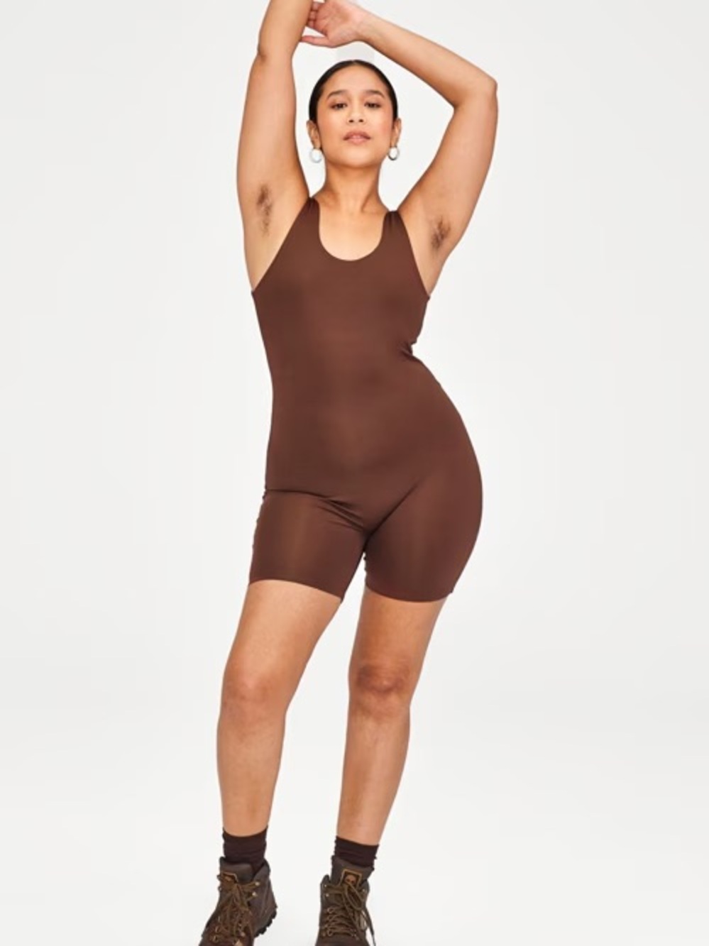 Girlfriend Collective bike unitard in earth